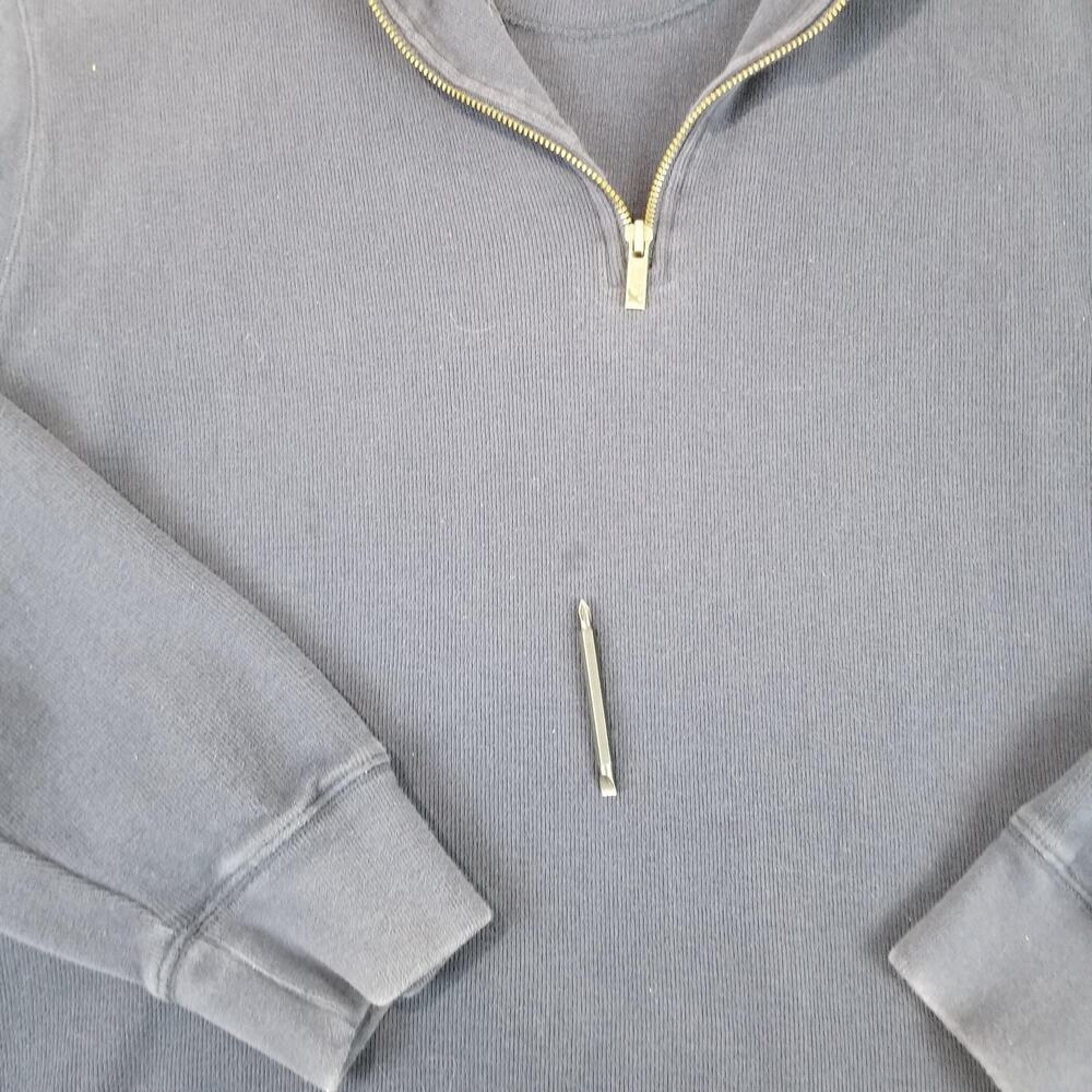 Eddie Bauer Sweater Mens XLT Blue 1/4 Zip Mock Neck Cotton Pullover Tall Casual - Picture 9 of 12